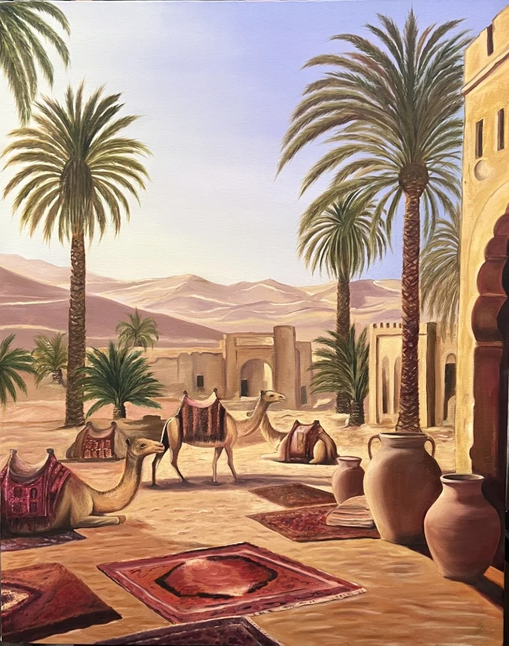Caravan at the Oasis – A Glimpse of Life in the Heart of the Desert